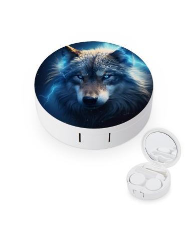 Thunder Wolf Contact Lens Case with Mirror Portable Cute Eye Contact Lens Box Travel Kit