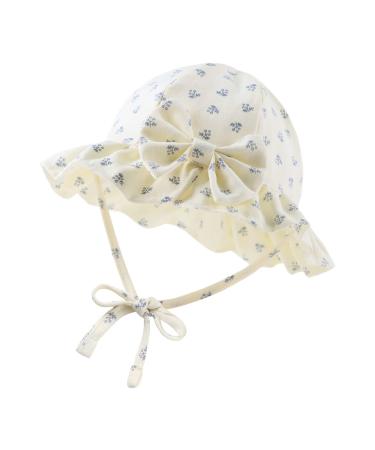 XIAOHAWANG Baby Girl Sun Hat Embroidered Flowers Toddler Bucket Hats Summer Cap for Infant Girls 3-6 Months Beige Flower