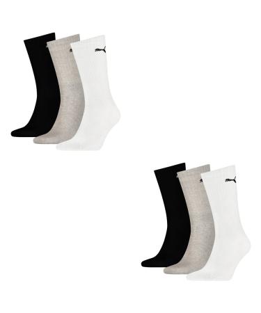 PUMA 6 pairs of sports socks tennis socks size 35-49 unisex for him and her color: 325 - white/grey/black socks & stockings: 47-49