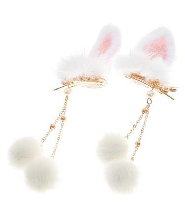 Beaupretty 1 Pair Bunny Ear Hair Clip Girls Tassel Hairpin Hair Accessories Hairpin for Girls Kids Tassel Hair Clips Bunny Ear Hairpin Women Tassel Hair Clip Hairy Child Plush Rabbit