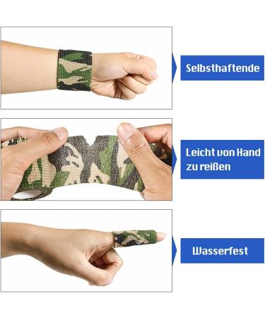 Qigui 8 Roll Self-Adhering Cohesive Bandage Tape - Camouflage Adhesive Tape for Sports & Hunting - 5cm Gray - International Shipping Available - Buy Online on GoSupps.com