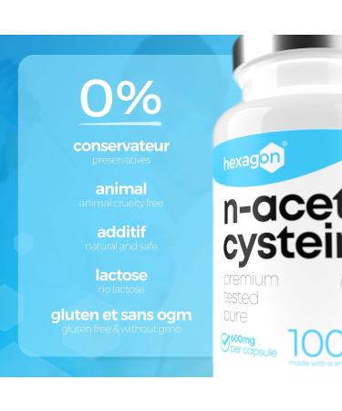 NAC N-Acetyl-Cysteine 600mg - +3 Months of Treatment - Antioxidant & Detoxifying - Made in France - Glutathione Boost - Liver Detox & Protection - 100 Vegetable Capsules - Vegan - No Additives - - Buy Online on GoSupps.com