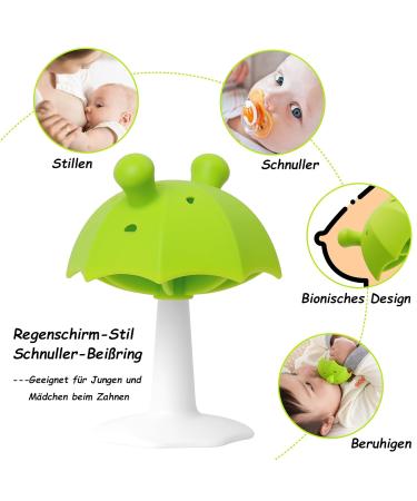 Bite Ring Baby | Umbrella Bite Ring with Suction Foot | BPA-Free Silicone Teething Toy for Boys & Girls | Safe & Durable Green Chicken Tool - Buy Online on GoSupps.com
