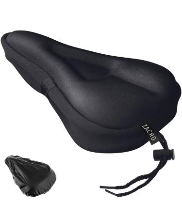 Zacro Bike Seat Cushion - Gel Padded Bike Seat Cover for Men Women Comfort, Extra Soft Exercise Bicycle Seat Compatible with Peloton, Outdoor & Indoor black Small