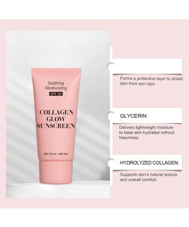Cr me Solaire Spf 50 Collag ne Visage Creme Solaire Cor enne Spf 50 Visage Collagen Sunscreen Cr me Solaire Imperm able L'eau Hydratant Texture L g re Non Collante Format Voyage - Buy Online on GoSupps.com