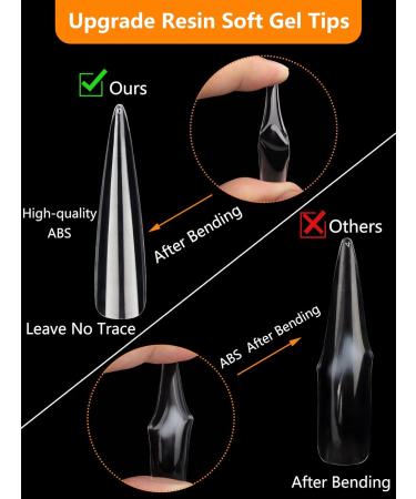 Decinieee XXXL Gel Nail Tips 504 Transparent Extra Long Full Cover Tips in 10 Sizes | Perfect for Nail Studios & DIY Enthusiasts - Buy Online on GoSupps.com