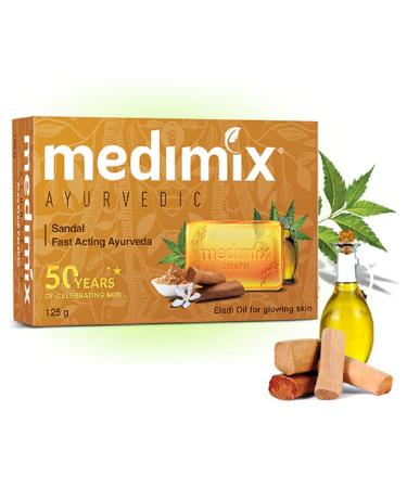 Medimix Handmade Herbal Handmade Ayurvedic Soap with Sandal with Eladi Oil for Blemish-Free Skin Pack of 12 (12 x 125 g)