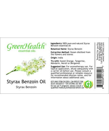 GreenHealth Styrax Benzoin Oil 100% Pure Aromatherapy Grade 4 fl oz Thick Resinous Oil for Diffusers Candles Incense DIY Blends Amber Glass Bottle Styrax Benzoin 4 Fl Oz (Pack of 1) - Buy Online on GoSupps.com