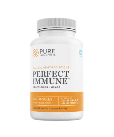 Pure Prescriptions Perfect Immune Support Supplement with Vitamin C and D Plus Zinc and Vitamin A 4 in 1 Immune Booster Vitamin Supplement USA Made GMO Free Gluten Free Veg Capsules - 60 Count