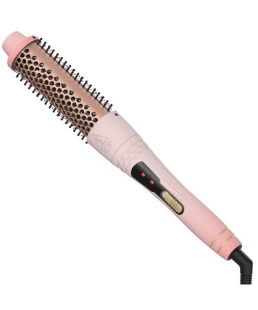 1.5 Inch Heated Curling Comb - KOOVON Hair Curling Brush Irons Ceramic Tourmaline Ionic Thermal Brush Heated Round Brush Makes Volume Curls  Dual Voltage Volumizing Brush for Hair Styling
