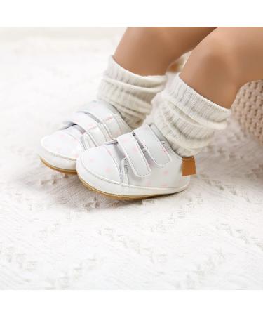 MK MATT KEELY Baby Girl First Walking Shoes | Anti-Slip Soft PU Leather Sneakers 6-12 Months | White Heart Design - Buy Online on GoSupps.com