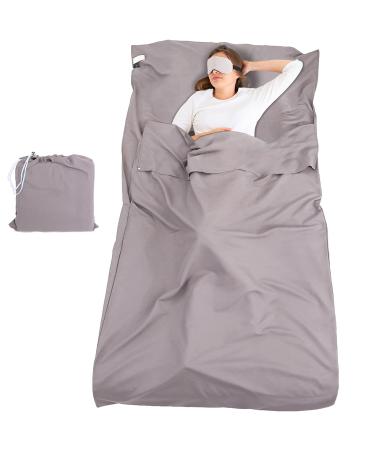 Sleeping Bag Liner and Camping Sheet, Camping & Travel Sheets for Adults, Lightweight Double Sleep Sack, Comfortable Sleep Liners for Outdoor Travel Hiking Hotels Picnics gray Single - 45 x 82.7 inch