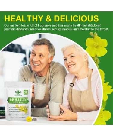 Mullein Tea Bags - Natural Lung Cleanse and Respiratory Support - 40 Caffeine-Free Tea Bags - Buy Online on GoSupps.com