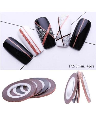 Pinicecore Nail Striping Tape Set - 4 Pcs Rose Gold Glitter 1mm 2mm 3mm for DIY Nail Art Decorations - Buy Online on GoSupps.com