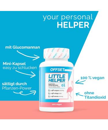 Little Helper Vegan Saturation Capsules - 270 Glucomannan Fiber Pills | Offset Nutrition - Natural Titanium Dioxide Free 30-Day Supply - Buy Online on GoSupps.com
