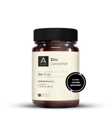 A-LAB Zinc Liposomal 15 mg - Enhanced Assimilation - Food Supplement Immunity, Skin, Hair, Vision, Acne - 60 days taken - Made in France