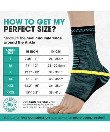 Modvel Foot & Ankle Brace Socks - Compression Sleeve for Sprained Ankle Support | Tendonitis Arthritis & Torn Ligaments - Unisex Sports Running | Turquoise Small - Buy Online on GoSupps.com