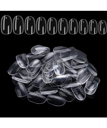 Noverlife 1200PCS Round Shape False Nails, 10 Sizes, Full Cover Short Oval Fake Nails, Artificial Acrylic Nail Tips, Manicure Gel Polish Nails for Nail Salon DIY Nail Art Practice & Design - Clear
