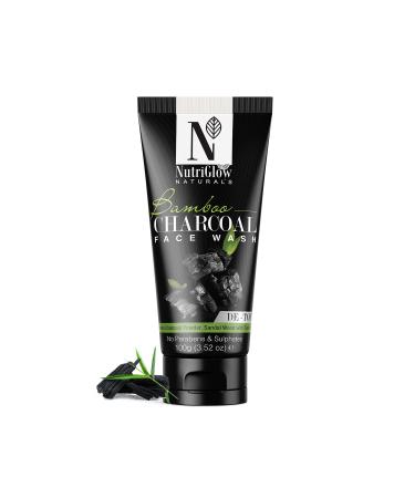 NUTRIGLOW Natural S Bamboo Charcoal Face Wash with Sandalwood - Daily Exfoliation for All Skin Types 100g | Refresh & Revitalize Your Skin - Buy Online on GoSupps.com