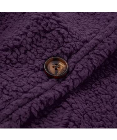 Hanxiulin Women's Fleece Plush Jacket - Warm Fluffy Oversized Winter Coat with Zipper - Long Quilted Parka in Purple - Buy Online on GoSupps.com