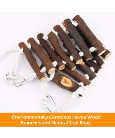 Vegan Bird Wood Ladder Toy with Landing Site - Ideal Bird Cage Accessories for Budgerigar Parrots Cockatiels & More - Buy Online on GoSupps.com