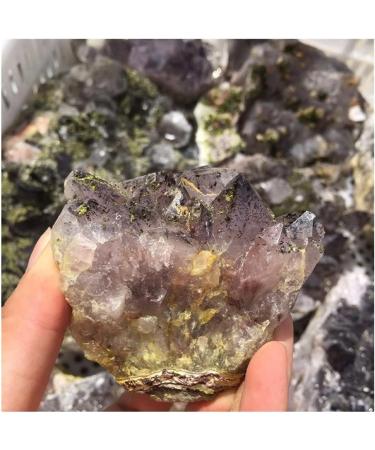 Amazing Natural Amethyst Cluster Specimen Seven Amethyst with Green Tourmaline Stones and Crystals FZUGEDRLI - Buy Online on GoSupps.com