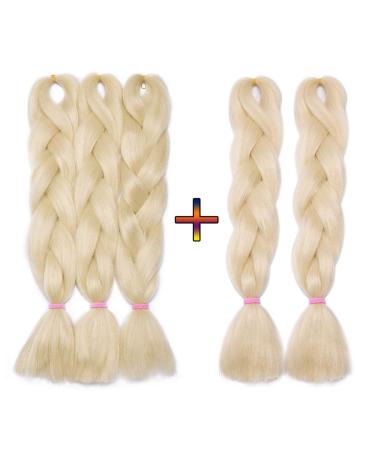Silk-Co Braids Extensions 60cm KanCalon Kunsthaar for braid 5 pieces of Braids Hair Crochet Hair For Jumbo Braids Box Braid Twist braid hair extension Bleich blonde 60 cm bleaching blonde