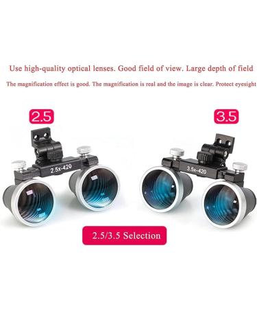 Surgical Binocular Loupes Headband Magnifier 2.5X/3.5X420mm Rechargeable Dental Loupes Magnifier Head Mount Magnifying Glass 5W Portable LED Headlight Plug In Clip Head Lig(Size:2.5X Color:Silver) - Buy Online on GoSupps.com
