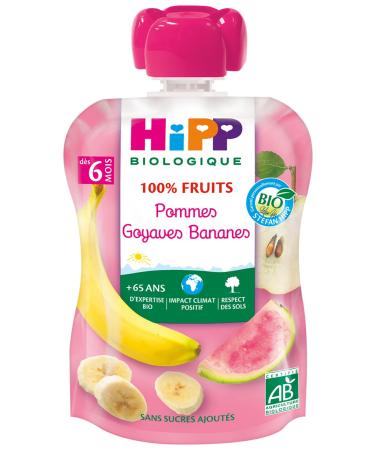 Hipp organic drinking bottle 100 fruit apple Goyave bananas + 6 m 90 g