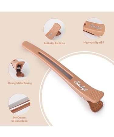 Sndyi Hair Clips - 12 Non-Slip Hairdressing Clips for Thick & Thin Hair Silicone Tape Compartment Clamps Stylish Apricot & Orange Colors - Buy Online on GoSupps.com