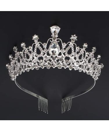AOPRIE 1980s Silver Princess Tiara for Women & Girls - Crystal Crowns for Wedding, Prom, Birthday & Halloween - Buy Online on GoSupps.com