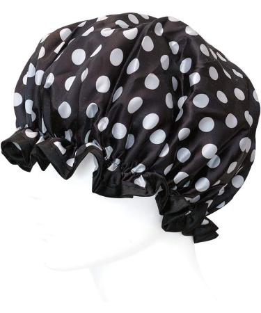 Allydrew Reusable Women's Waterproof Shower Cap for Long Hair - Black & White Dots - Buy Online on GoSupps.com