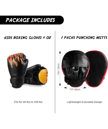 Odoland Kids 2-in-1 Boxing Gloves and Punching Mitts Set | Focus Pads for Boxing, Kickboxing, Karate, Muay Thai, MMA Training - Buy Online on GoSupps.com