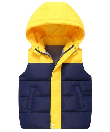 Happy Cherry Boys' Girls' Gilets Kids Waistcoat Toddlers Winter Warm Puffer Vest Jackets Lightweight Water Resistant Hoodie Gilets Windproof Down Vest 3-13 Years 8-9 Years 02-Blue