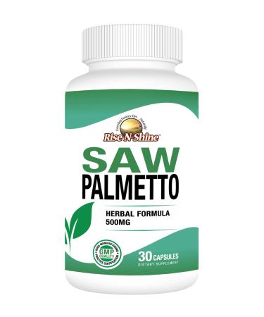 Rise-N-Shine Saw Palmetto 500mg - Prostate Support for Men - Supports Overall Well-Being and Vitality - 30 Day Supply (30 Capsules)