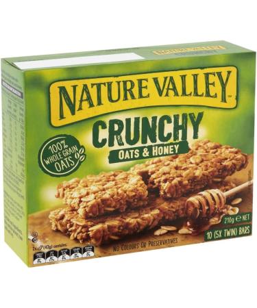 Nature Valley | Barres de C r ales Croquantes Flocons d'Avoine Entier et Miel Sans Colorants Sans Conservateurs Sans Lactose Convient aux V g tariens - 5 x 210 Gr (Total 50 Barres) - Buy Online on GoSupps.com