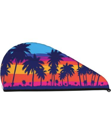 Beach Palm Trees Microfiber Hair Towel - Super Absorbent Quick Dry Wrap for Long Curly Thick Hair - Buy Online on GoSupps.com