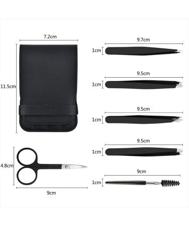 Pinkiou 6-Piece Eyebrow Tweezers Set for Women - Includes Curved Scissors, Eyelash Brush & Travel Case - Ideal for Ingrown Hair & Facial Hair Removal - Buy Online on GoSupps.com