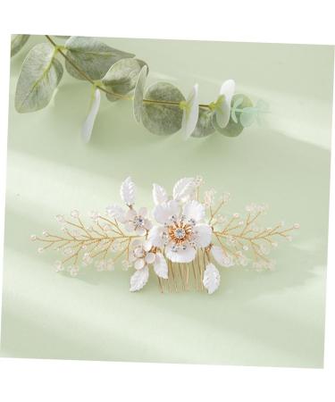 Didiseaon Bridal Hair Comb Rhinestone Hair Accessories Bridal Flower Hair Comb Flower Rhinestone Hair Comb Hair Accessories for Wedding Gold Decor Hairpin Metal Manual Bride White - Buy Online on GoSupps.com