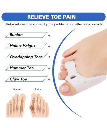 Gel Toe Separators Non-Slip | Bunion Corrector for Foot Pain Relief | Silicone Toe Spacers for Men & Women | Hammer Toe Straightener | Wear in Shoes - Buy Online on GoSupps.com