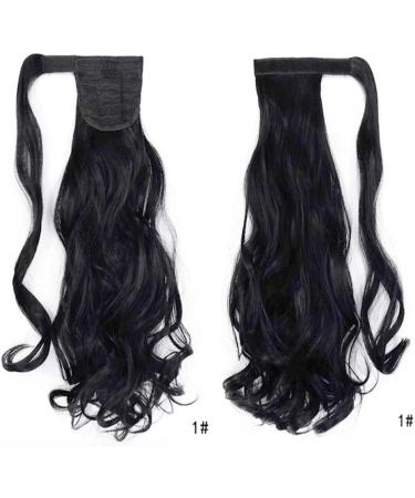 iLUU 18" Curly Wavy Wrap Around Ponytail Extension for Women 100g Japanese Heat Resistent Natural Synthetic Fiber #1 Jet Black Colored Clip in Pony Tail Ponytails for Wimen #1-jet black - Buy Online on GoSupps.com