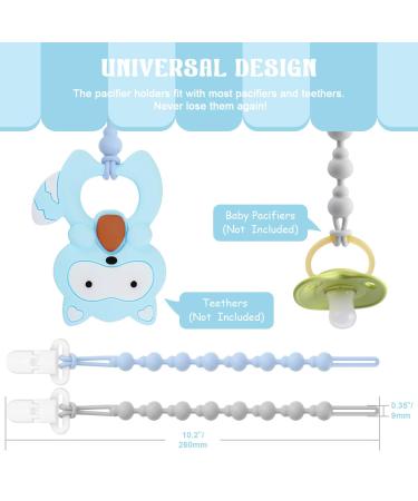 Beboan Silicone Pacifier Chain for Girls - BPA-Free Baby Pacifier Set (2 Pieces) - Lockable Bite Toy Chains - Perfect for Baby Parties (Blue and Grey) - Buy Online on GoSupps.com
