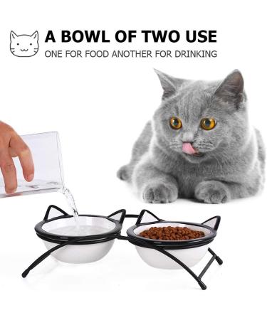 Y YHY Raised Ceramic Cat Food Bowls Set - 12 oz Elevated Pet Dishes with Stand for Cats and Small Dogs - Dishwasher Safe - Buy Online on GoSupps.com