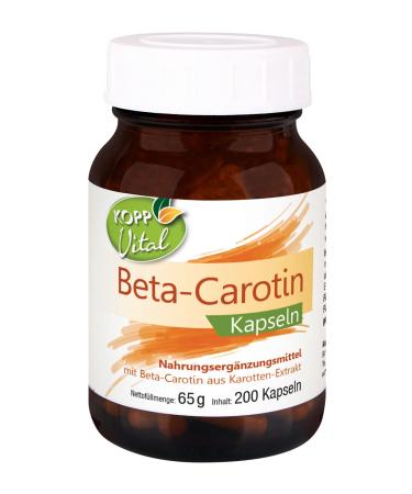 KOPP Vital Beta-Carotene Capsules | 1 x 200 capsules | 65 g | Carrot extract | Vitamin A | Pharmacy quality
