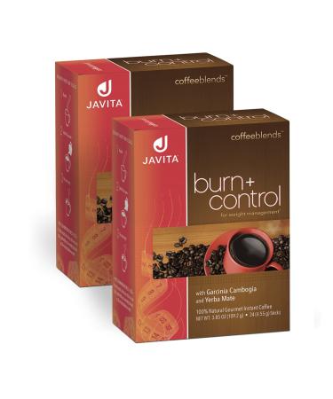 Javita Burn + Control Instant Coffee Weight Management Herbs: Garcinia Cambogia & Yerba Mate Slimming Coffee with Help of Exercise Keto Dieters Drink 2 box / 24 (4.55g Sticks) 48 Count