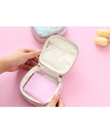 Portable Sanitary Napkin Storage Bag - Travel Menstrual Period Pouch for Women - Lace Pearl Decoration - 2Pc Set - Buy Online on GoSupps.com
