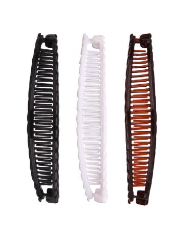 Banana Hair Clip 3 Pieces Banana Hair Combs Fishtail Hair Clip Banana Hair Comb Clips Ponytail Banana Clip hair Accessory for Thick Thin Hair
