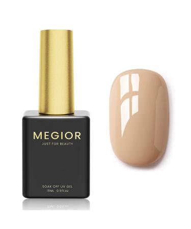 MEGIOR Nude Gel Nail Polish 15ml Gel Polish 1PCS Soak Off UV LED Nail Gel Polish for Nail Art Manicure Salon DIY Home for Women Girls Nails Gift