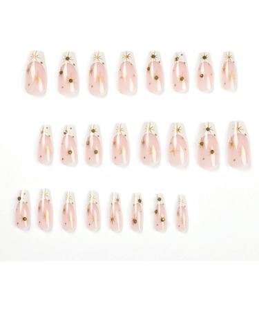 Justotry 24 Pcs Long White French Press On Nails with Diamonds Patterns - Acrylic False Nails for Nail Art Decoration - Buy Online on GoSupps.com