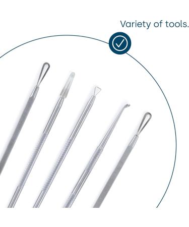 LIVIVO 5pc Blackhead Remover Kit Safe and Effective for Extracting Blackheads Whiteheads Comedones Acne Pimples Spots Milia and Blemishes for Perfect Clear and Smooth Skin Complexion - Buy Online on GoSupps.com